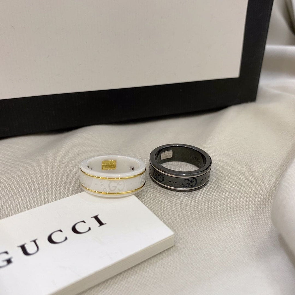 18K Double Gucci Icon White Zirconia Ring