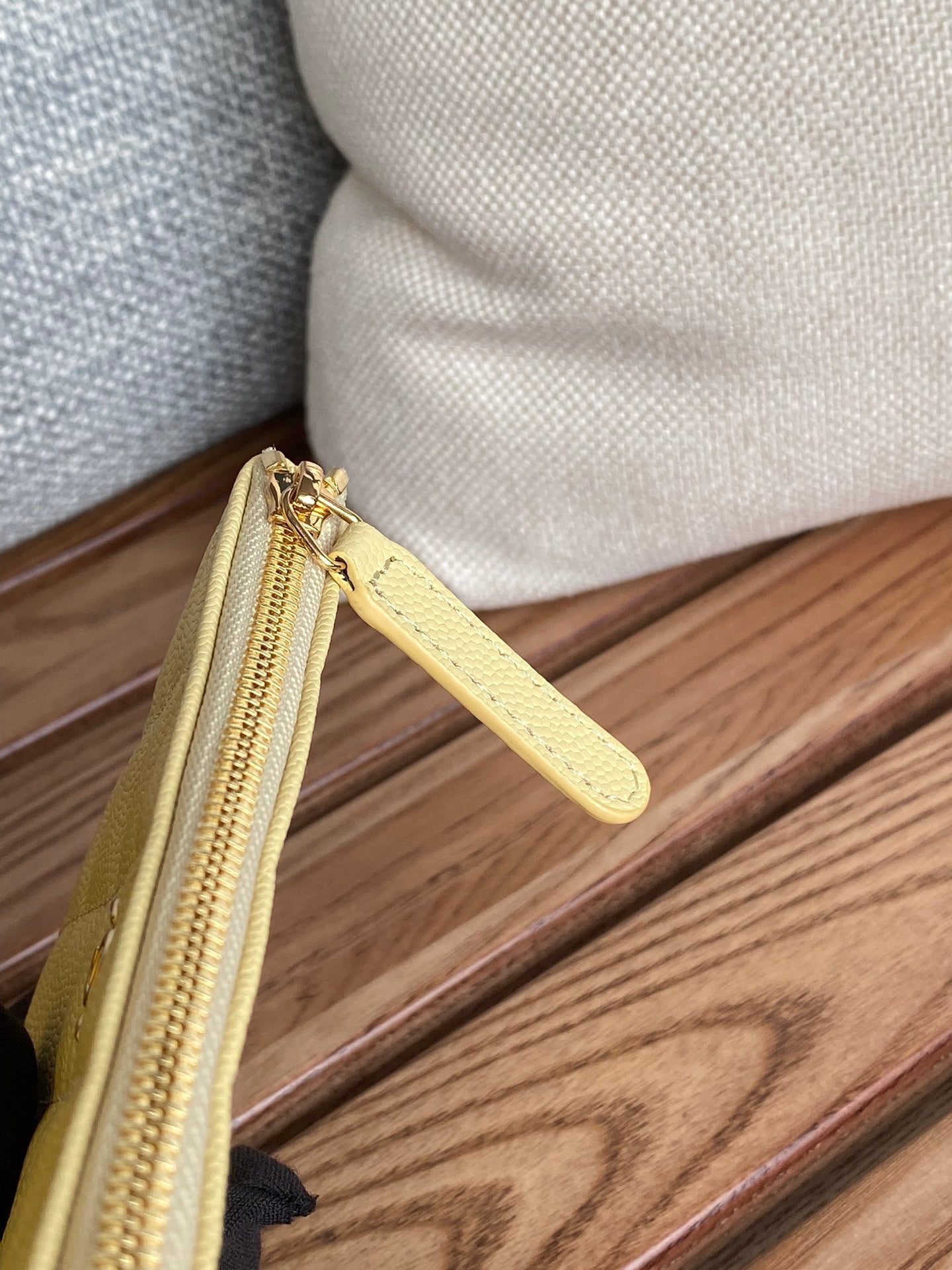 CHANEL CLASSIC SMALL 15 ZIPPED POUCH IN YELLOW CORN GRAINED CALFSKIN