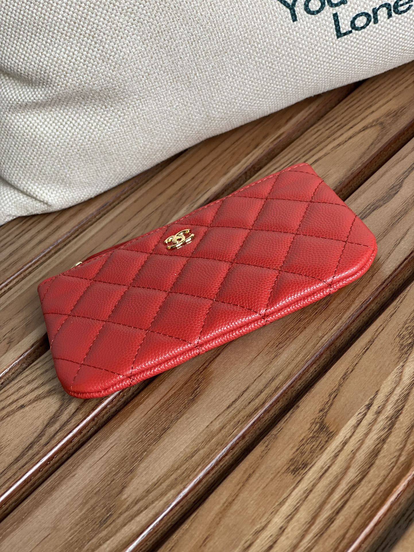 CHANEL CLASSIC SMALL 15 ZIPPED POUCH IN CRIMSON RED GRAINED CALFSKIN
