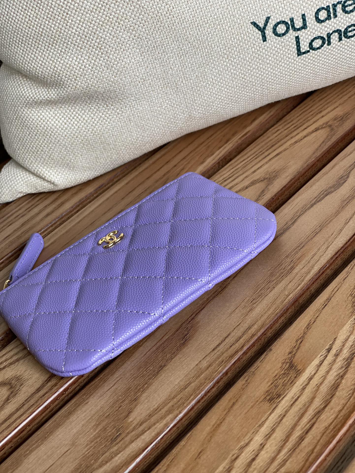CHANEL CLASSIC SMALL 15 ZIPPED POUCH IN AMETHYST PURPLE GRAINED CALFSKIN