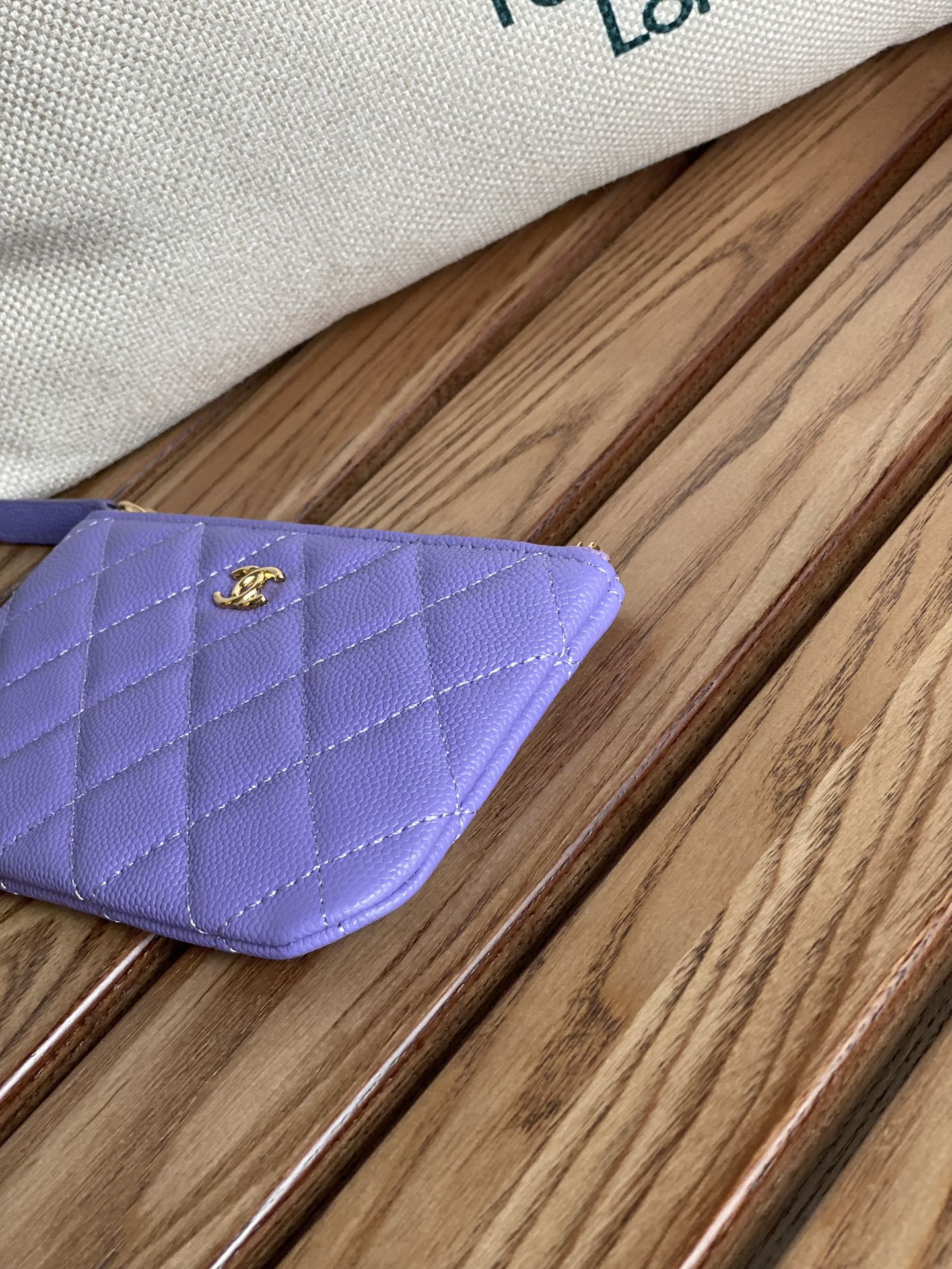 CHANEL CLASSIC SMALL 15 ZIPPED POUCH IN AMETHYST PURPLE GRAINED CALFSKIN