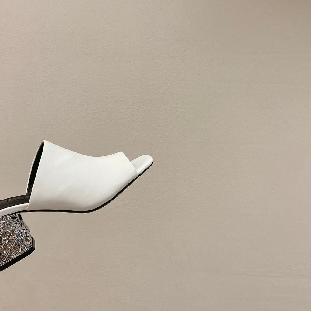 HERMES GLAM MULE 60 WHITE LAMBSKIN