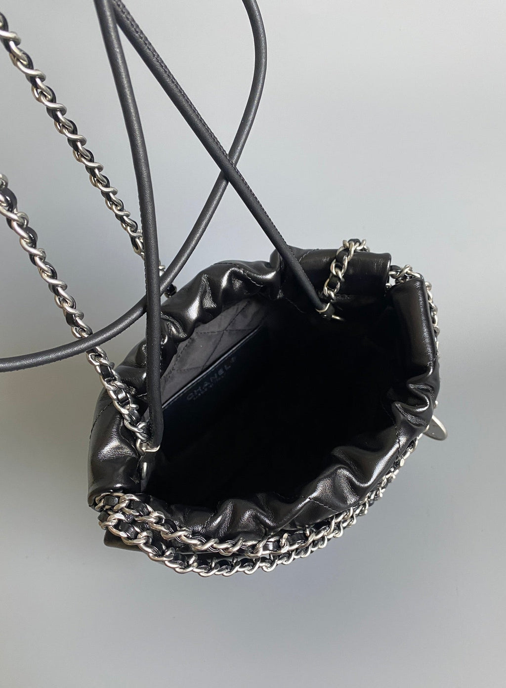 CHANEL HOBO MINI 20CM BLACK LAMBSKIN SHW
