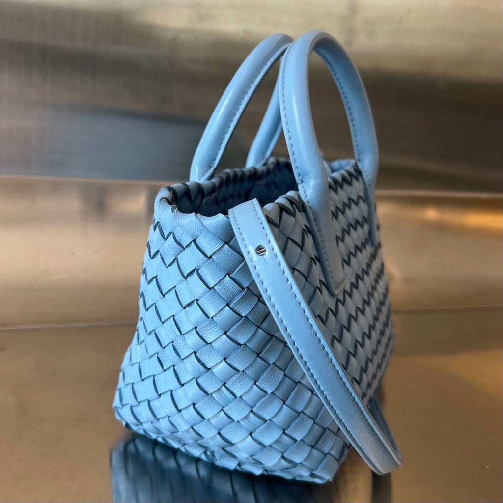 BOTTEGA VENETA MINI CABAT 20 IN SKY BLUE LAMBSKIN