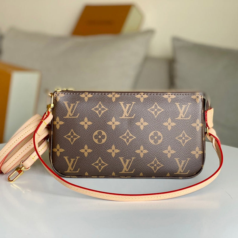 LOUIS VUITTON LV 25S POCHETTE ACCESSOIRES 21 IN BROWN MONOGRAM CANVAS GOLD HARDWARE