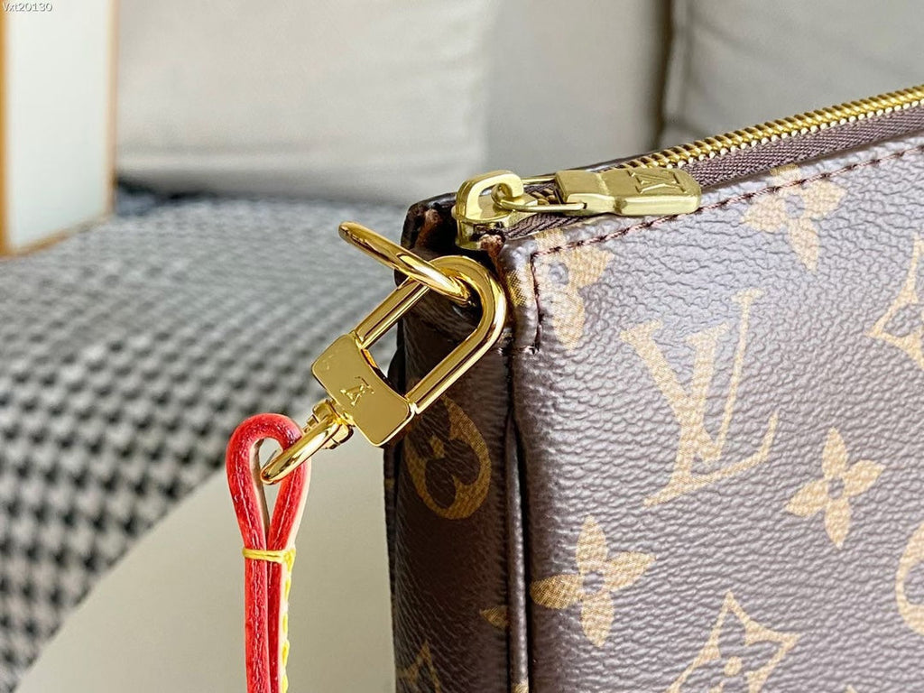 LOUIS VUITTON LV 25S POCHETTE ACCESSOIRES 21 IN BROWN MONOGRAM CANVAS GOLD HARDWARE
