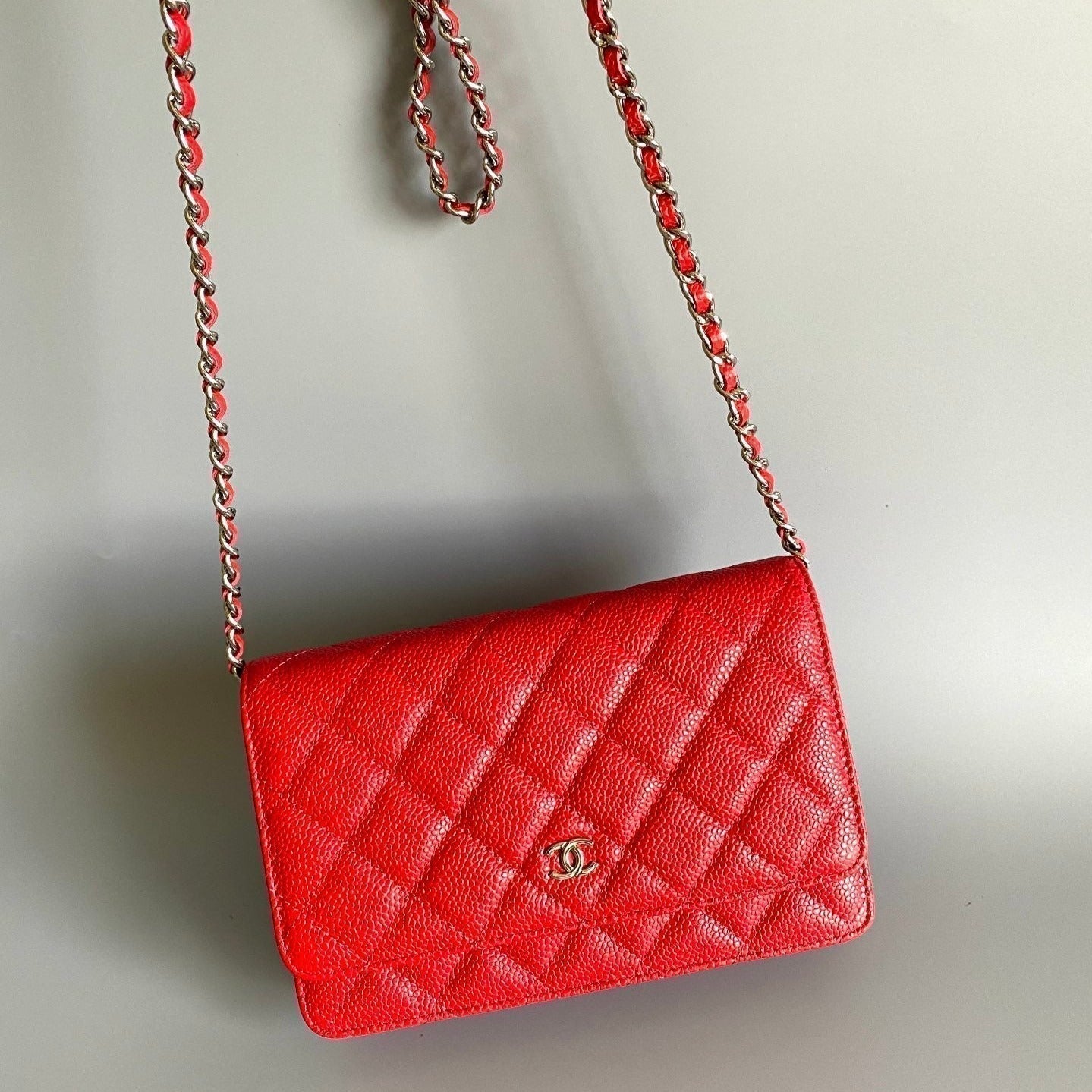CHANEL WOC 19 RED CAVIAR SILVER HARDWARE