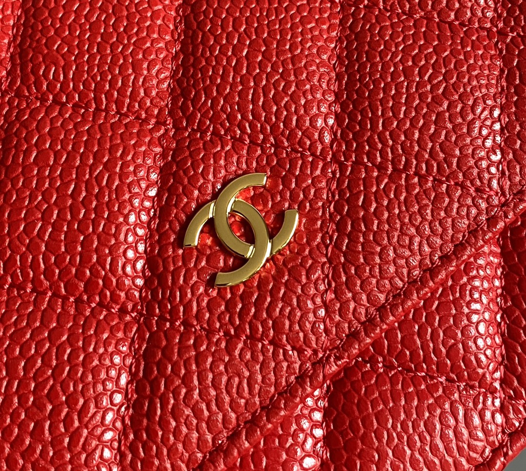 CHANEL WOC 19 RED CAVIAR GOLD HARDWARE