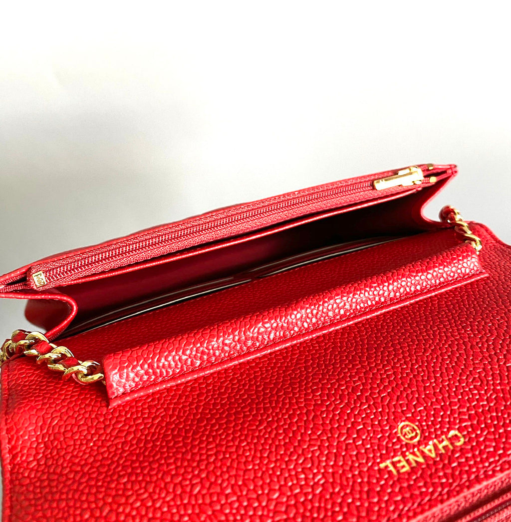 CHANEL WOC 19 RED CAVIAR GOLD HARDWARE