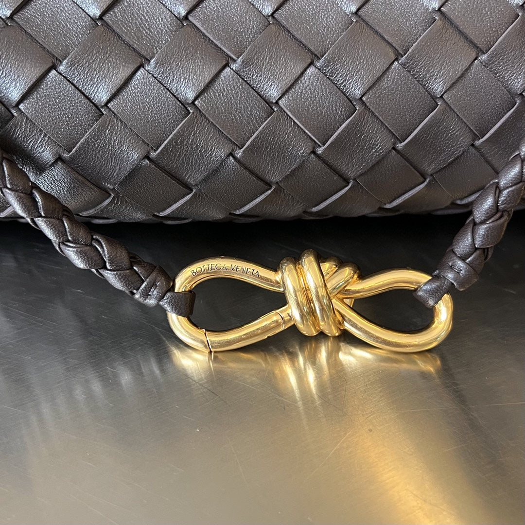 BOTTEGA VENETA SMALL ANDIAMO 29 IN DARK BROWN LAMBSKIN