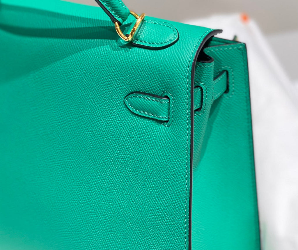 HERMES KELLY 25CM IN VERT VERTIGO EPSOM CALFSKIN GOLD HARDWARE