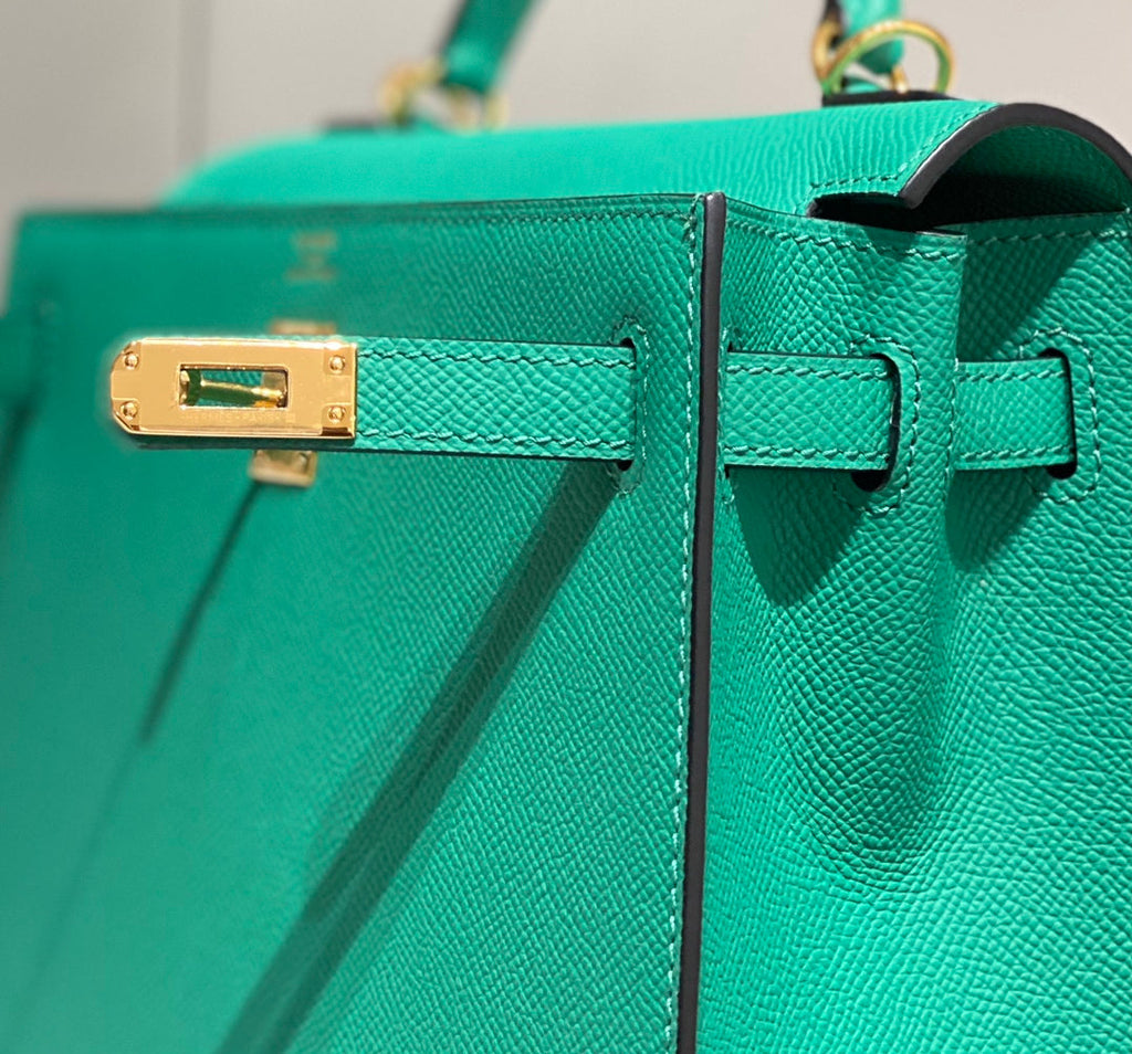 HERMES KELLY 25CM IN VERT VERTIGO EPSOM CALFSKIN GOLD HARDWARE
