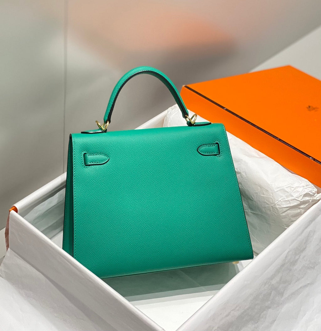 HERMES KELLY 25CM IN VERT VERTIGO EPSOM CALFSKIN GOLD HARDWARE