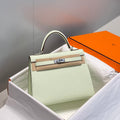 HERMES KELLY 25CM IN VERT FIZZ SWIFT CALFSKIN SILVER HARDWARE
