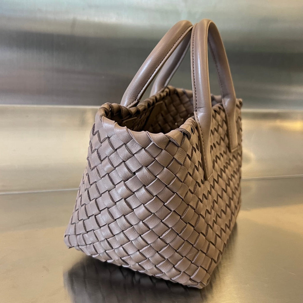 BOTTEGA VENETA MINI CABAT 20 IN SADDLE BROWN LAMBSKIN
