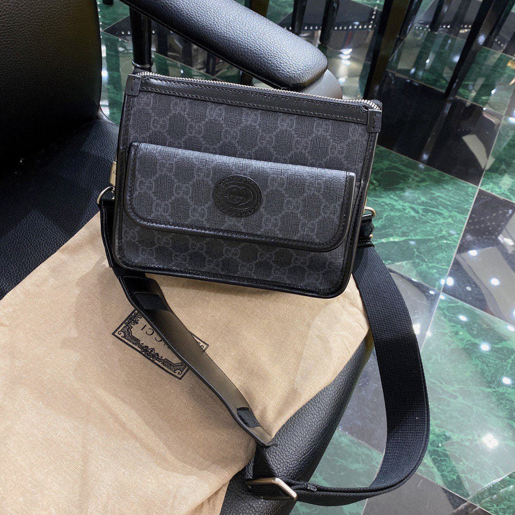 GUCCI SMALL 21 CROSSBODY BAG WITH TAG IN BLACK CANVAS