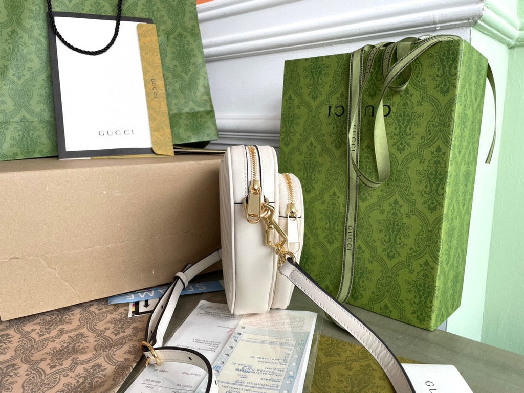 GUCCI MARMONT HEART BAG 20 IN WHITE CALFSKIN GOLD HARDWARE