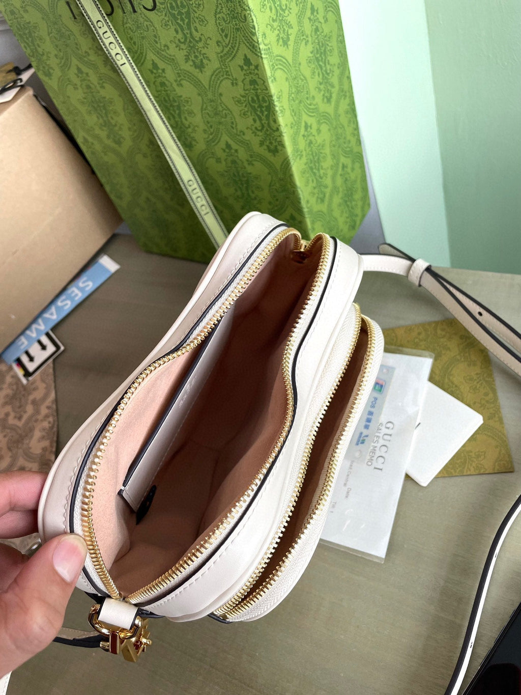 GUCCI MARMONT HEART BAG 20 IN WHITE CALFSKIN GOLD HARDWARE