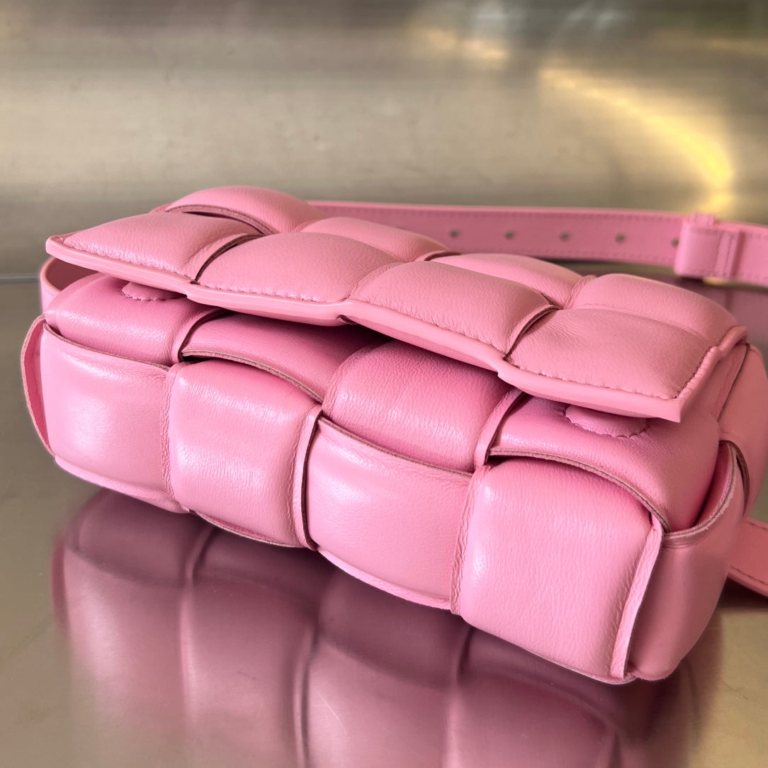 BOTTEGA VENETA MINI CASSETTE 18 IN LIGHT PINK LAMBSKIN