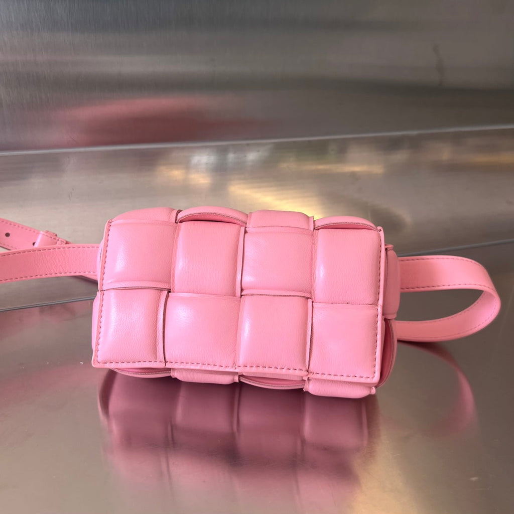 BOTTEGA VENETA MINI CASSETTE 18 IN LIGHT PINK LAMBSKIN