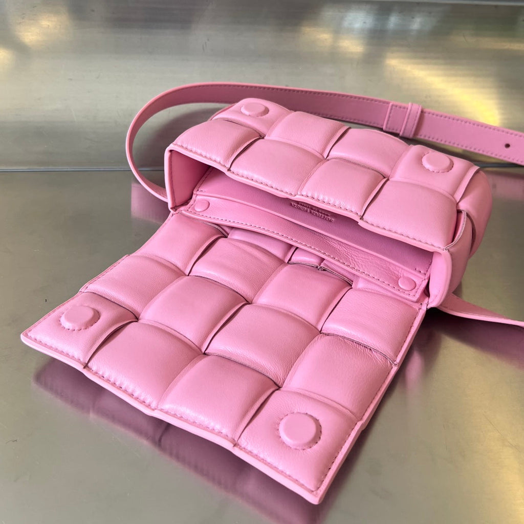 BOTTEGA VENETA MINI CASSETTE 18 IN LIGHT PINK LAMBSKIN