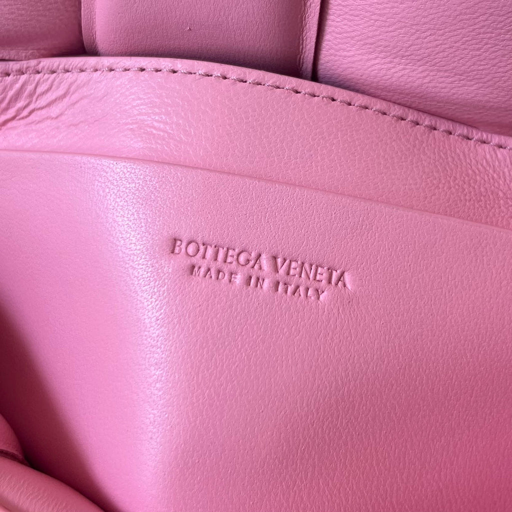 BOTTEGA VENETA MINI CASSETTE 18 IN LIGHT PINK LAMBSKIN