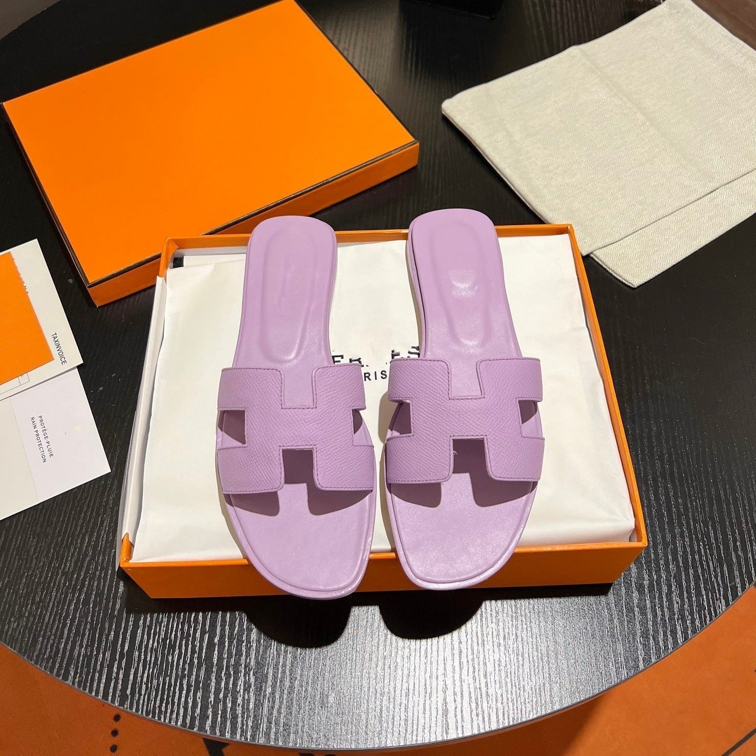HERMES 0RAN SANDAL Leather Lavender