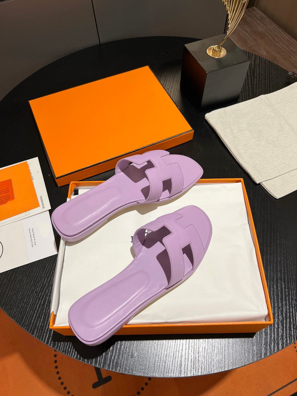 HERMES 0RAN SANDAL Leather Lavender