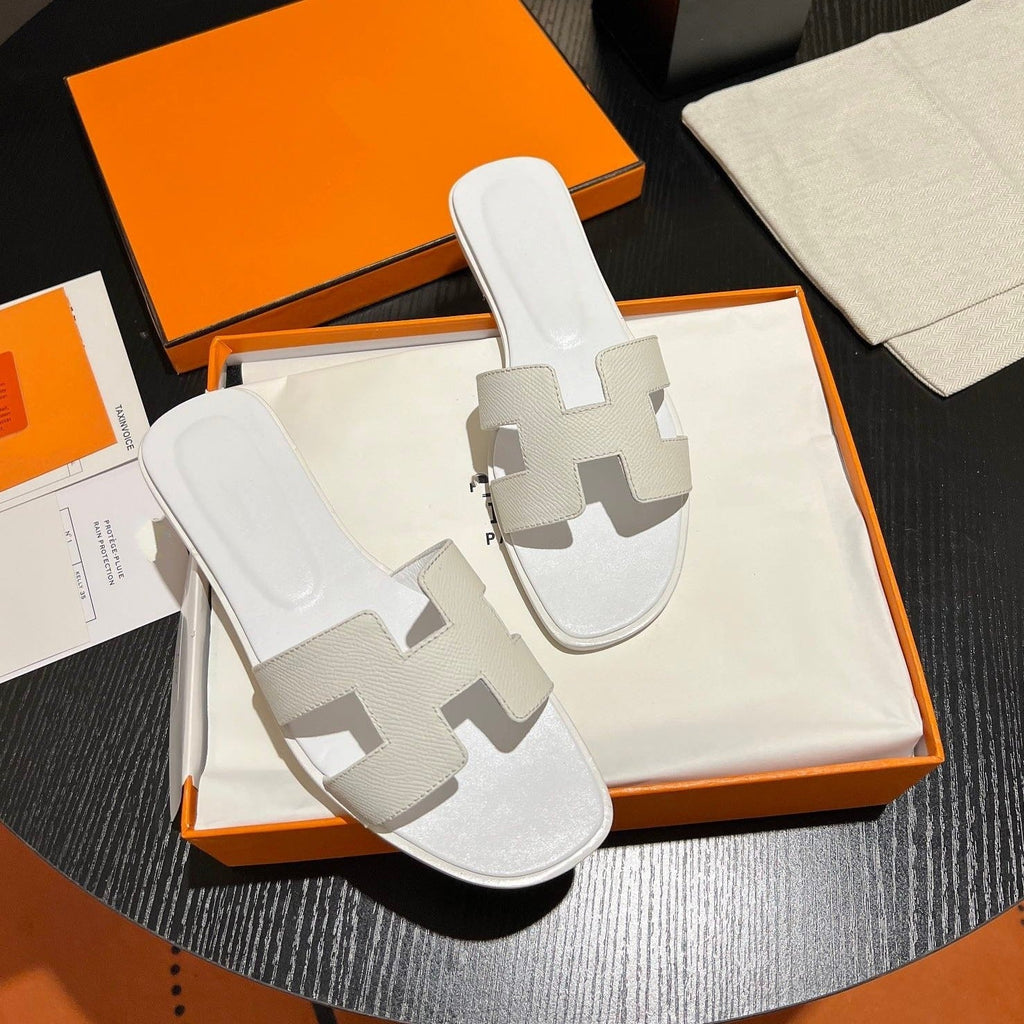 HERMES 0RAN SANDAL Leather White