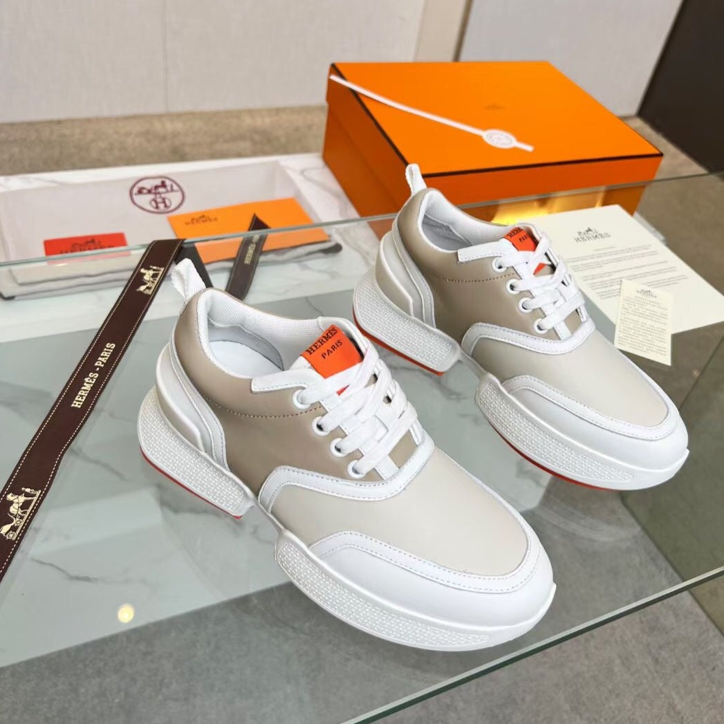 HERMES GIGA SNEAKER CARAMEL MIX LIGHT GRAY CALFSKIN