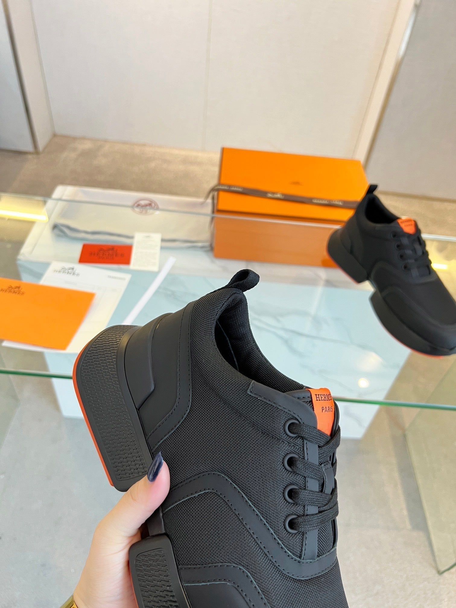 HERMES GIGA SNEAKER BLACK CALFSKIN