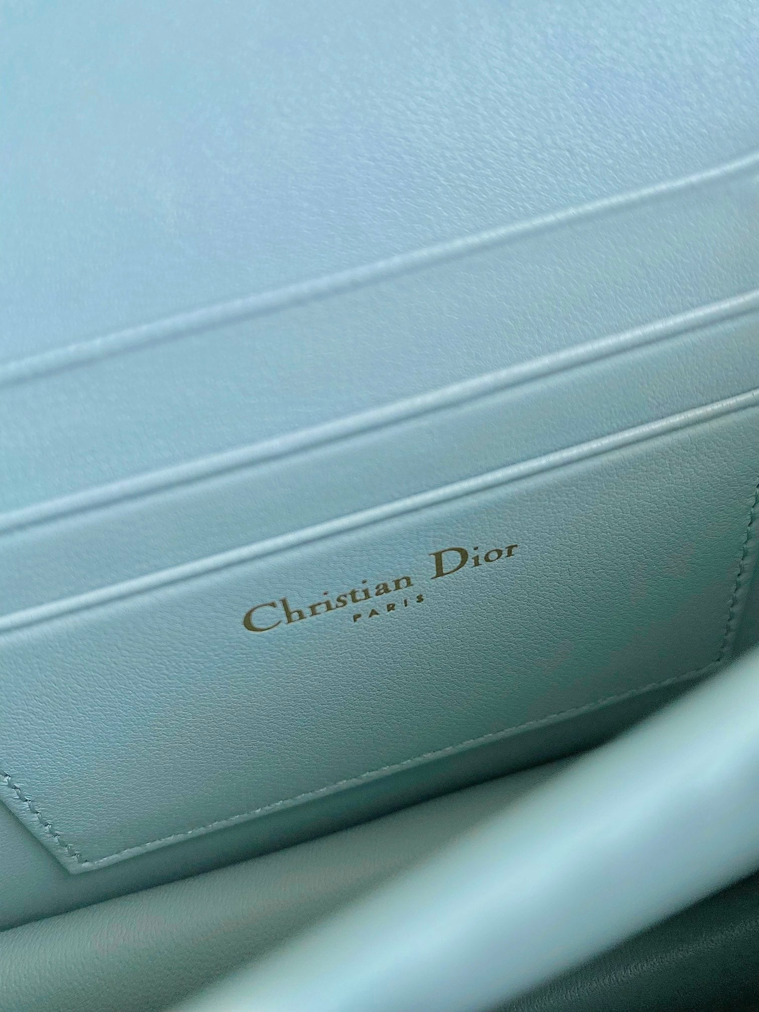 DIOR MISS CARO 17 CHAIN BAG IN LIGHT BLUE LAMBSKIN