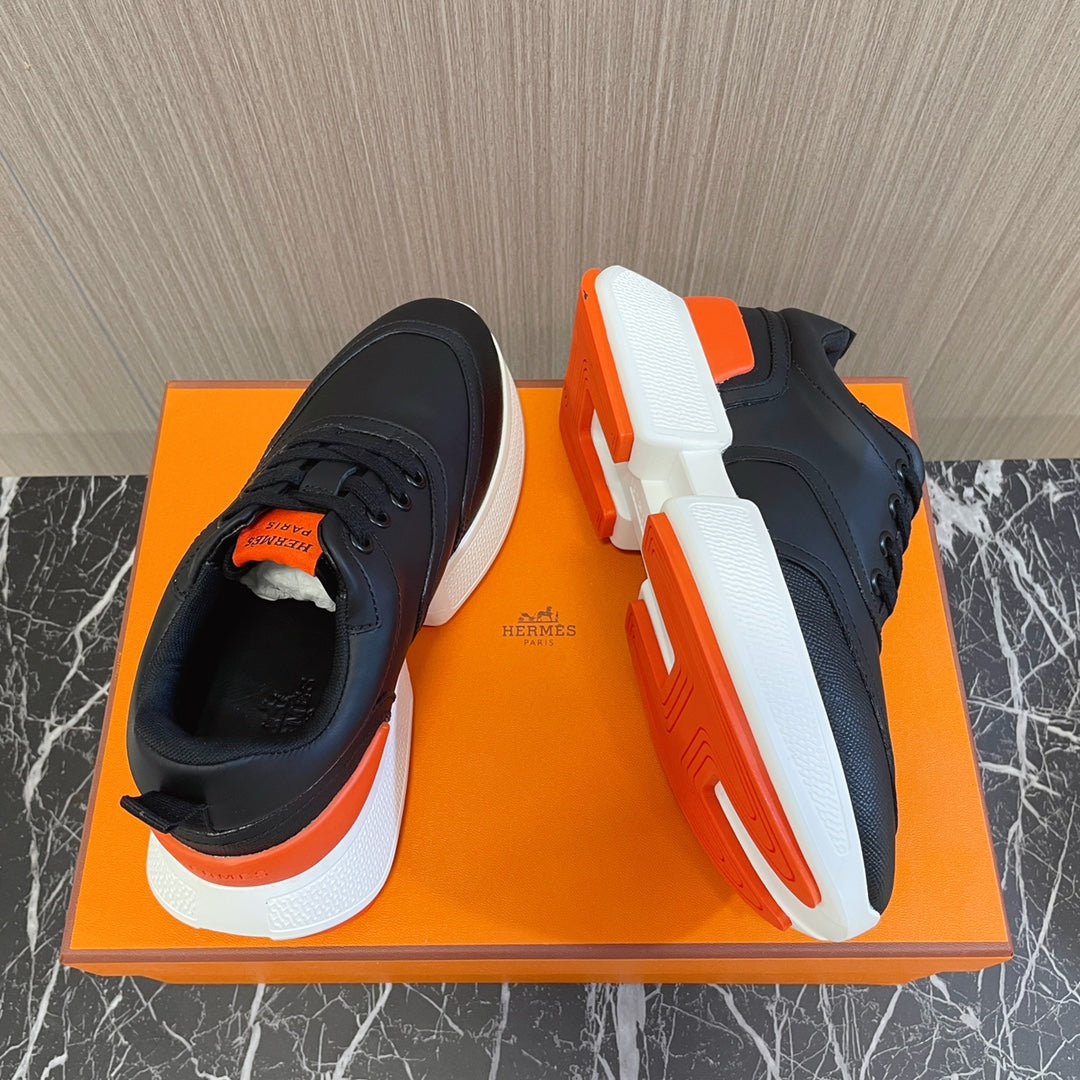 HERMES GIGA SNEAKER GLOSSY BLACK CALFSKIN