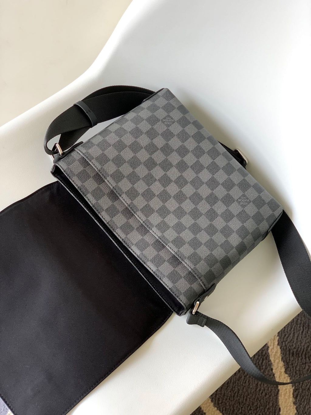 LOUIS VUITTON LV 25S SMALL DISTRICT CROSSBODY BAG 25 IN BLACK DAMIER GRAPHITE CANVAS AND CALFSKIN