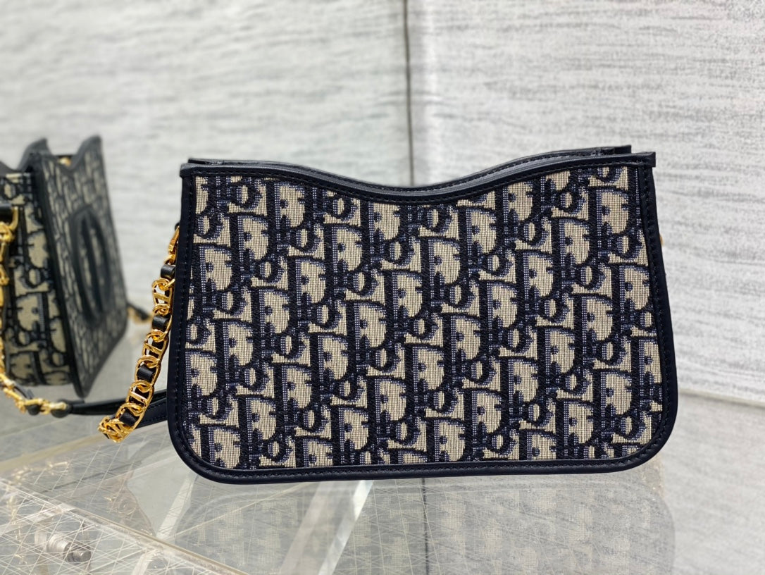 DIOR HOBO SIGNATURE 23  BAG IN BLACK BEIGE PATTERN LAMBSKIN