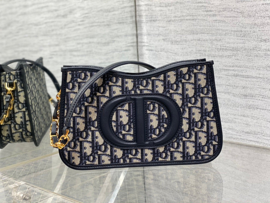 DIOR HOBO SIGNATURE 23  BAG IN BLACK BEIGE PATTERN LAMBSKIN