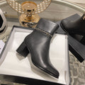 CHANEL MID-HEEL ANKLE BOOTS IN BLACK SMOOTH CALFSKIN