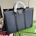 GUCCI OPHIDIA LARGE TOTE BAG 43 IN DARK BLUE AND BLACK  CALFSKIN