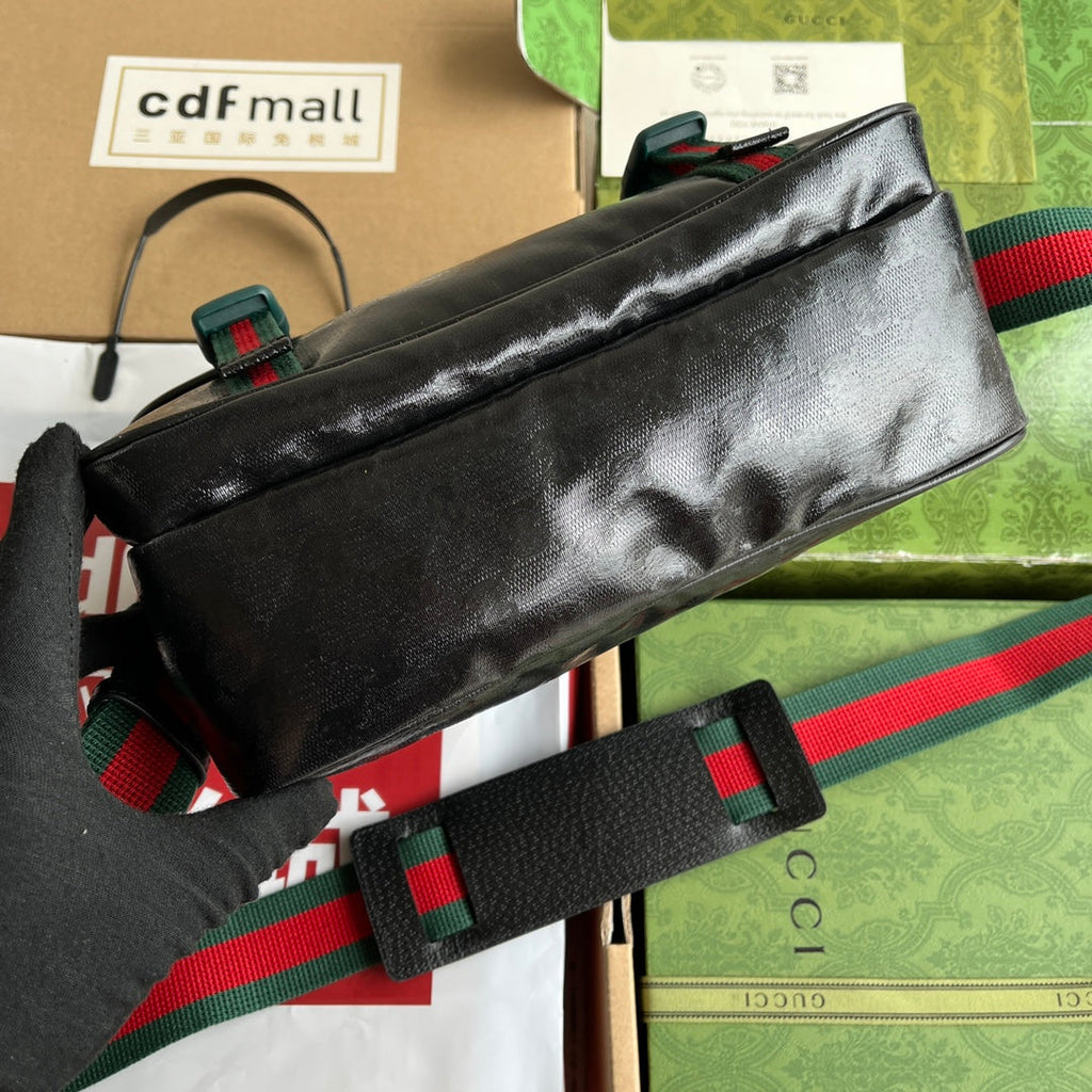 GUCCI MESSENGER BAG 27 IN BLACK MONOGRAM CANVAS