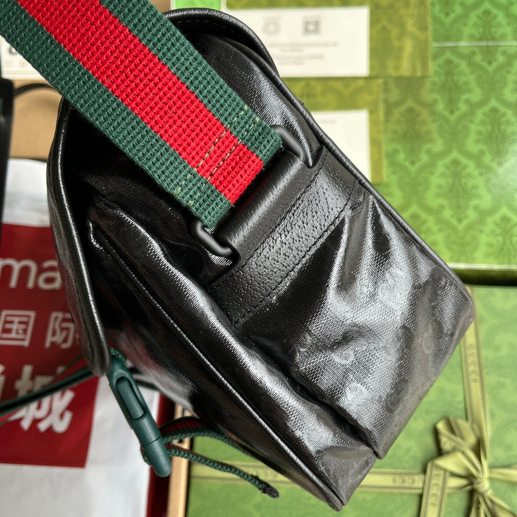 GUCCI MESSENGER BAG 27 IN BLACK MONOGRAM CANVAS