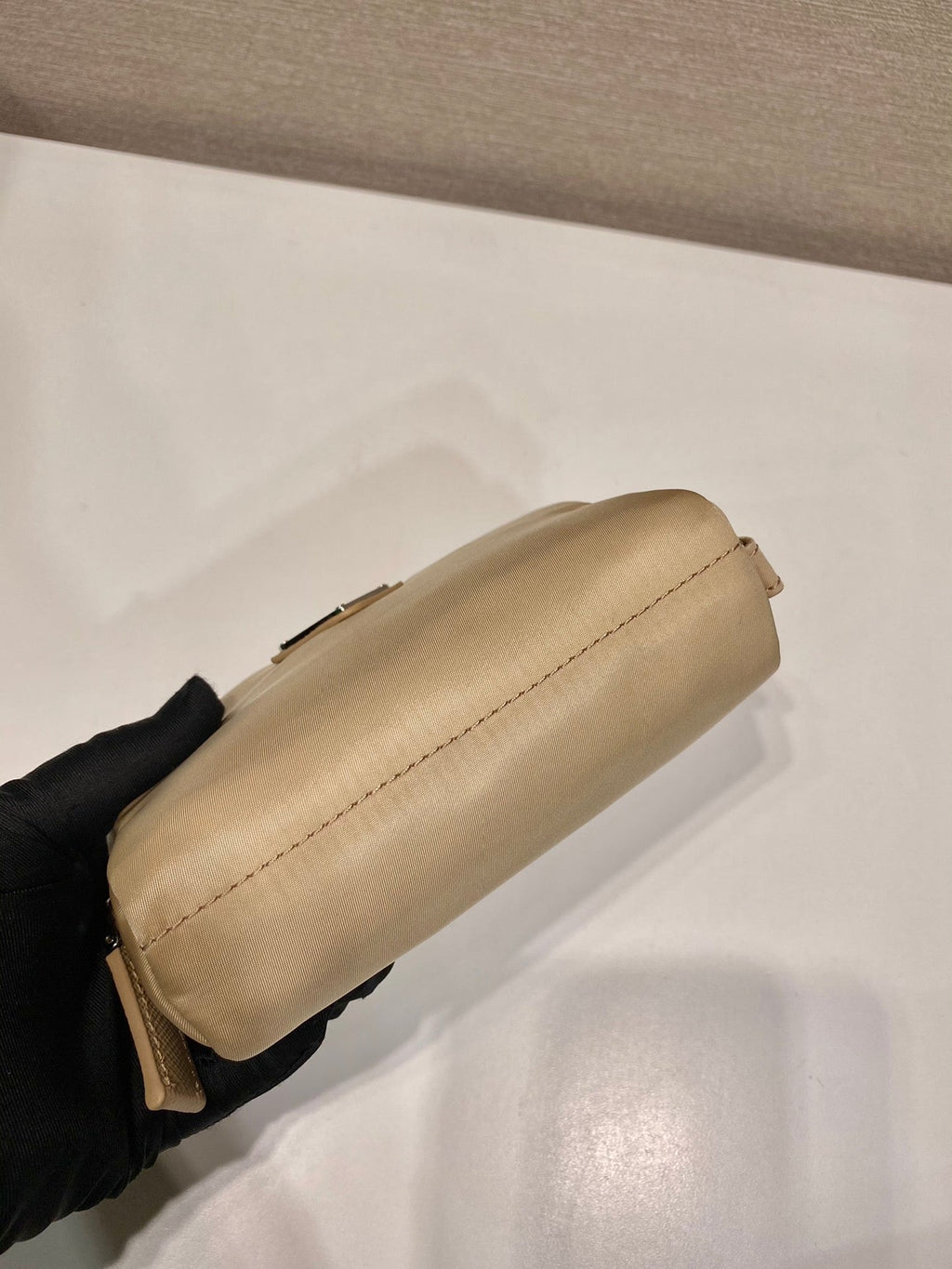 PRADA CLUTCH 12 IN TAN BROWN RE-NYLON