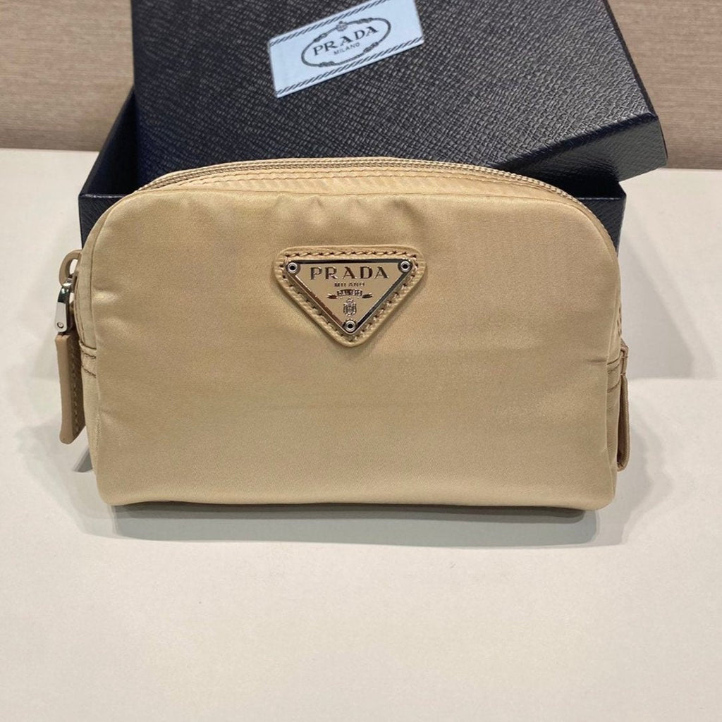 PRADA CLUTCH 12 IN TAN BROWN RE-NYLON