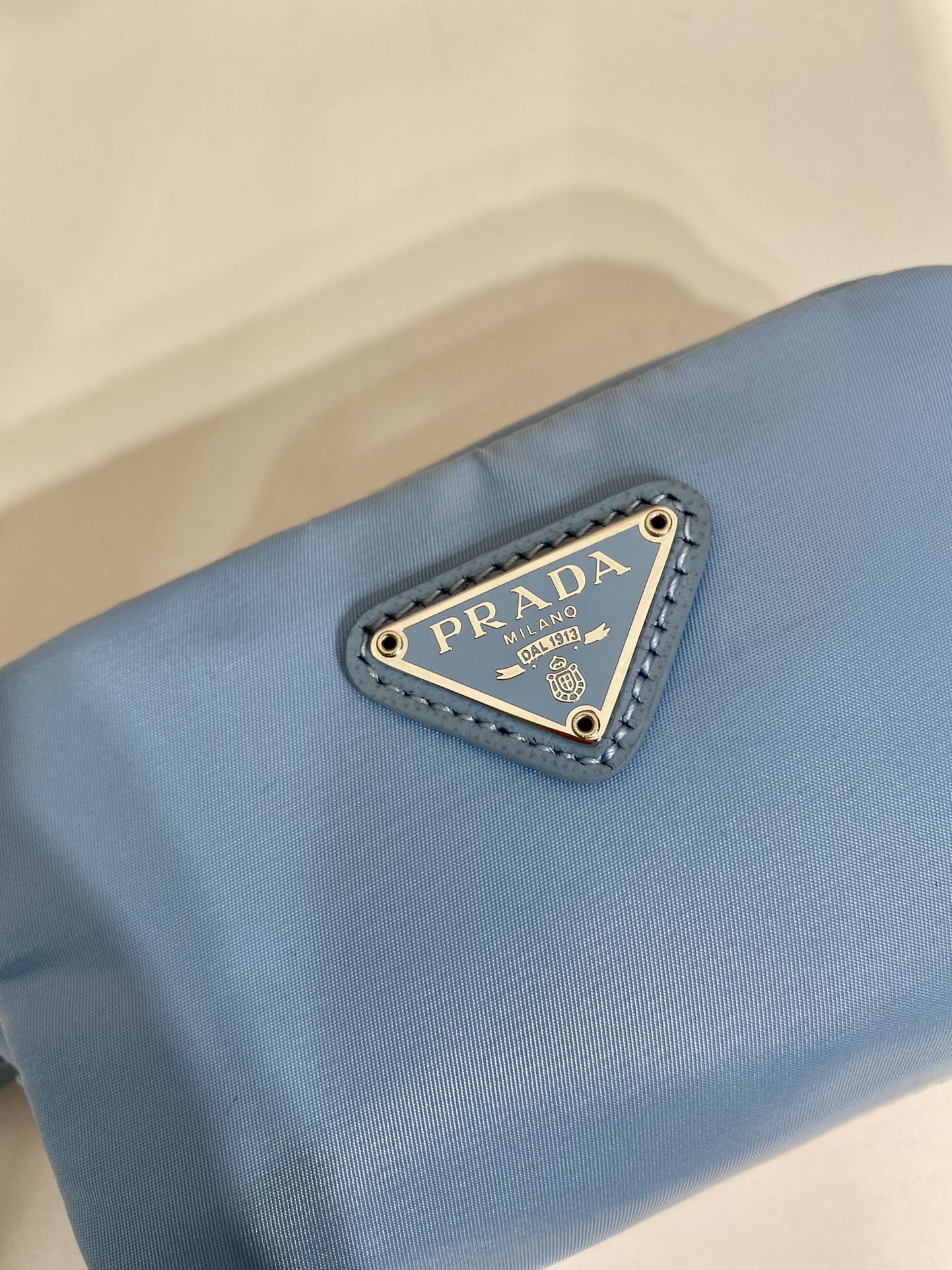 PRADA CLUTCH 12 IN CERULEAN BLUE RE-NYLON