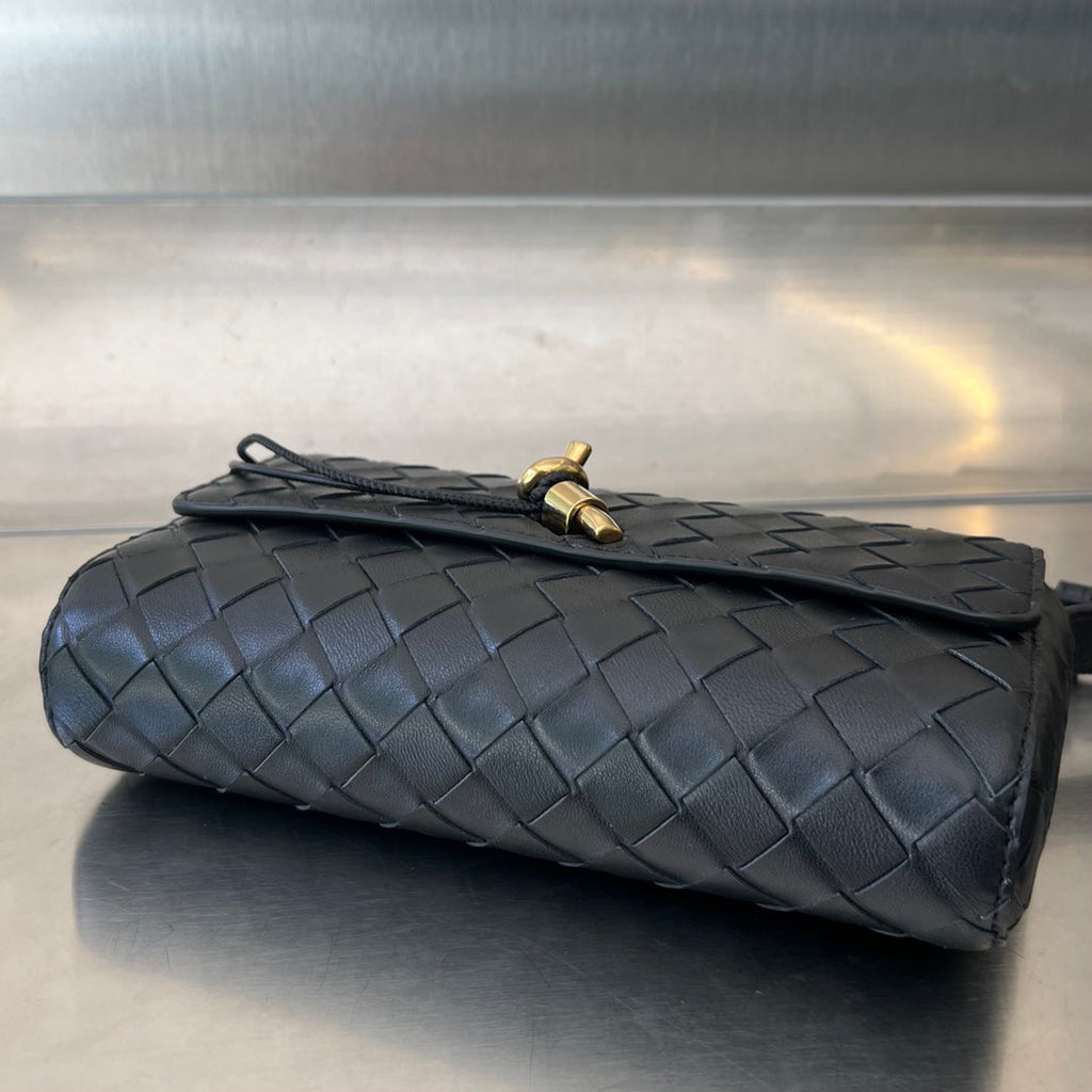 BOTTEGA VENETA ANDIAMO 21 IN BLACK LAMBSKIN