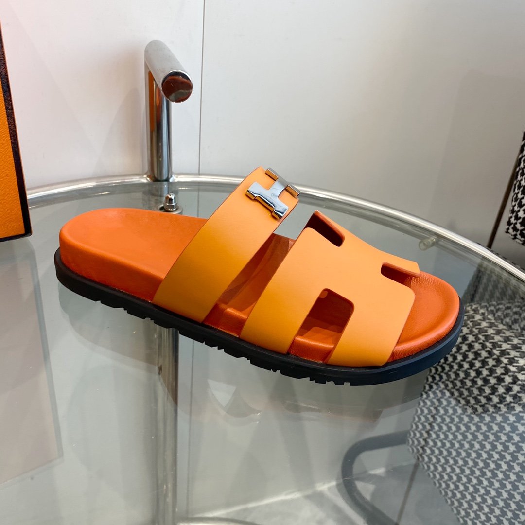 HERMES Chypre Sandal Orange Leather