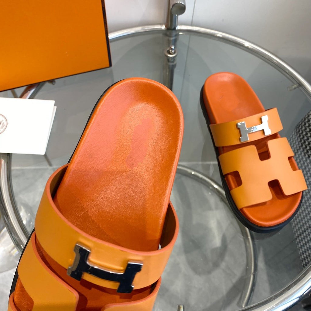 HERMES Chypre Sandal Orange Leather
