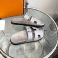 HERMES Chypre Sandal Gray Leather