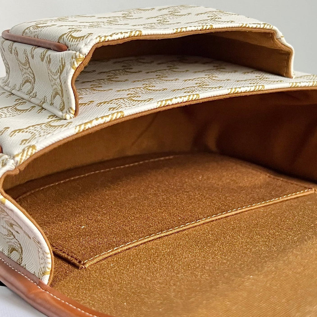 CELINE MONOGRAM SADDLE BAG 18 FABRIC WHITE