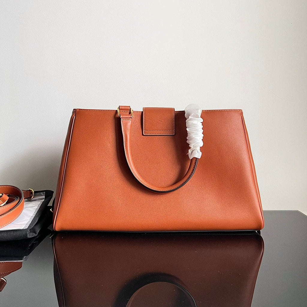 CELINE TRIOMPHE 37 SOFT TAN BROWN CALFSKIN HANDBAG