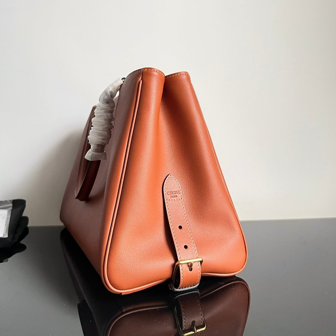 CELINE TRIOMPHE 37 SOFT TAN BROWN CALFSKIN HANDBAG